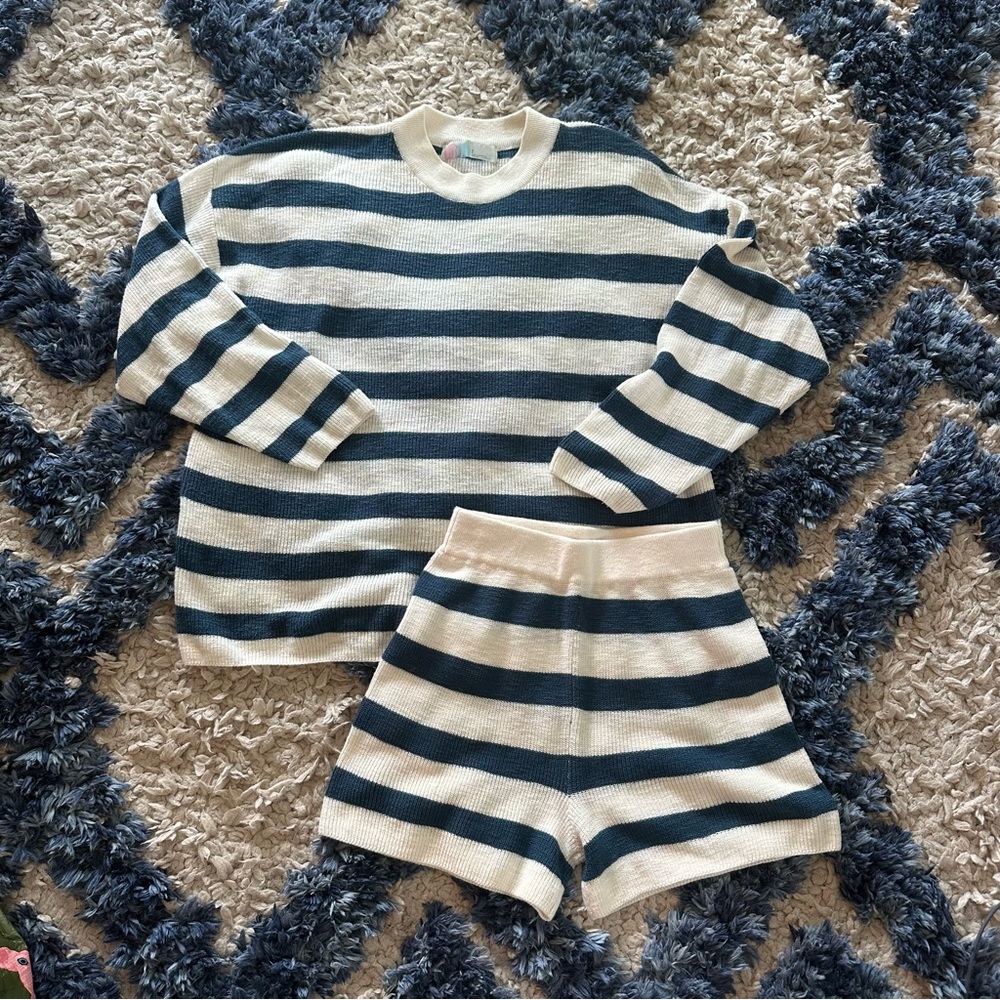 Free People free-est Malibu Surf Striped Knit Sweater Set